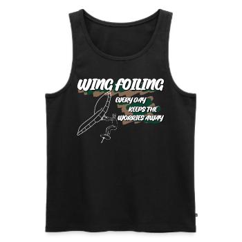 Wingsurfing Wing Foiling Winging - Männer Premium Bio Tank Top - Schwarz - Vorne - AI Model Male 178 light (178cm)