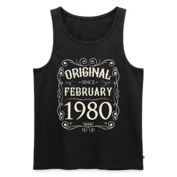 Vintage - Original since Februar 1980 Geburtstag - Männer Premium Bio Tank Top - Schwarz - Vorne - Michal (187cm)
