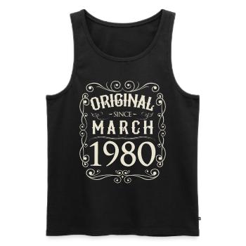 Vintage - Original since März 1980 Geburtstag - Männer Premium Bio Tank Top - Schwarz - Vorne - Michal (187cm)