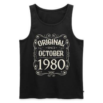 Vintage - Original since Oktober 1980 Geburtstag - Männer Premium Bio Tank Top - Schwarz - Vorne - Michal (187cm)