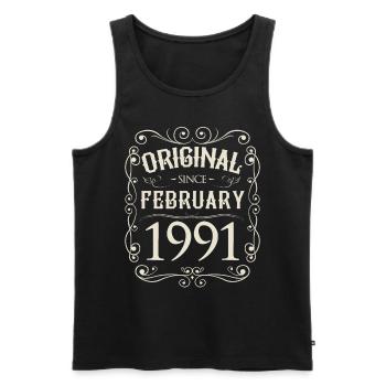 Vintage - Original depuis février 1991 Anniversaire - Débardeur bio Premium Homme - noir - Devant - AI Model Male 178 light (178cm)