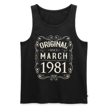 Vintage - Original since März 1981 Geburtstag - Männer Premium Bio Tank Top - Schwarz - Vorne - Michal (187cm)