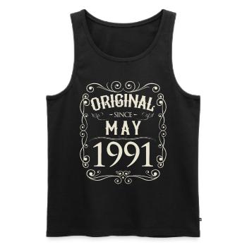 Vintage - Original depuis mai 1991 Anniversaire - Débardeur bio Premium Homme - noir - Devant - AI Model Male 178 light (178cm)