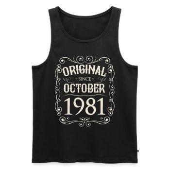 Vintage - Original since Oktober 1981 Geburtstag - Männer Premium Bio Tank Top - Schwarz - Vorne - Michal (187cm)