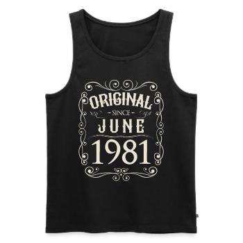 Vintage - Original since Juni 1981 Geburtstag - Männer Premium Bio Tank Top - Schwarz - Vorne - Michal (187cm)