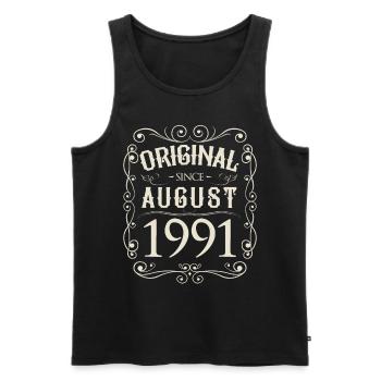 Vintage - Original depuis août 1991 Anniversaire - Débardeur bio Premium Homme - noir - Devant - AI Model Male 178 light (178cm)