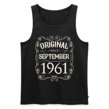 Vintage - Original since September 1961 Geburtstag - Männer Premium Bio Tank Top - Schwarz - Vorne - AI Model Male 178 light (178cm)