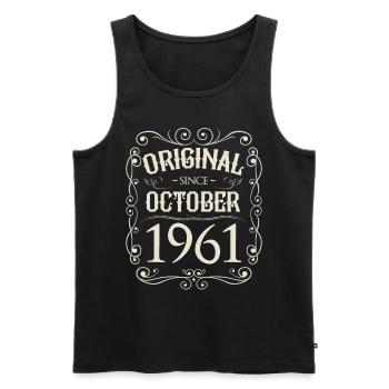 Vintage - Original since Oktober 1961 Geburtstag - Männer Premium Bio Tank Top - Schwarz - Vorne - AI Model Male 178 light (178cm)