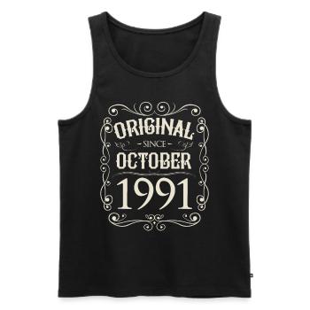 Vintage - Original depuis octobre 1991 Anniversaire - Débardeur bio Premium Homme - noir - Devant - AI Model Male 178 light (178cm)