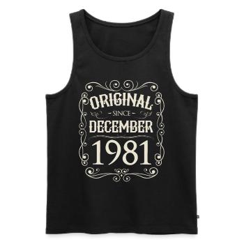 Vintage - Original since Dezember 1981 Geburtstag - Männer Premium Bio Tank Top - Schwarz - Vorne - Michal (187cm)