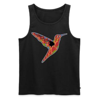 Fleurs de tulipes colibris - Débardeur bio Premium Homme - noir - Devant - Michal (187cm)