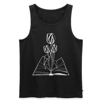 Livre Livres Tulipe Fleur Fleurs Tulipes - Débardeur bio Premium Homme - noir - Devant - Michal (187cm)