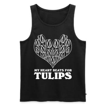 Tulipes Coeur Jardin Tulipes Fleurs - Débardeur bio Premium Homme - noir - Devant - Michal (187cm)