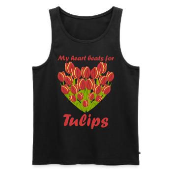 Tulipes Fleurs Coeur Jardin Tulipe - Débardeur bio Premium Homme - noir - Devant - Michal (187cm)