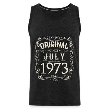 Vintage - Original since July 1973 Birthday - Men's Premium Organic Tank Top - charcoal grey - Front - Alexander (188cm)