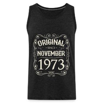 Vintage - Original since November 1973 Birthday - Men's Premium Organic Tank Top - charcoal grey - Front - Alexander (188cm)