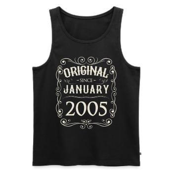 Vintage - Original depuis l'anniversaire de janvier 2005 - Débardeur bio Premium Homme - noir - Devant - AI Model Male 178 light (178cm)