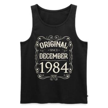 Vintage - Original depuis l'anniversaire de décembre 1984 - Débardeur bio Premium Homme - noir - Devant - AI Model Male 178 light (178cm)