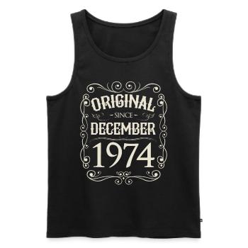 Vintage - Original depuis l'anniversaire de décembre 1974 - Débardeur bio Premium Homme - noir - Devant - AI Model Male 178 light (178cm)
