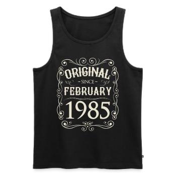 Vintage - Original since Februar 1985 Geburtstag - Männer Premium Bio Tank Top - Schwarz - Vorne - AI Model Male 178 light (178cm)