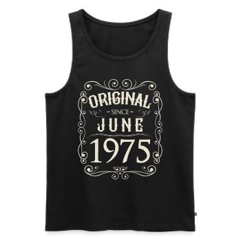 Vintage - Original depuis l'anniversaire de juin 1975 - Débardeur bio Premium Homme - noir - Devant - AI Model Male 178 light (178cm)
