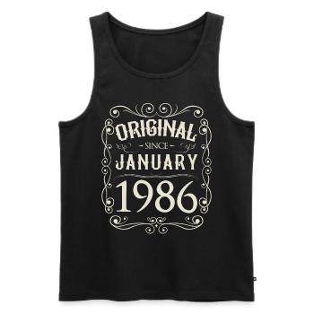 Vintage - Original since Januar 1986 Geburtstag - Männer Premium Bio Tank Top - Schwarz - Vorne - Michal (187cm)