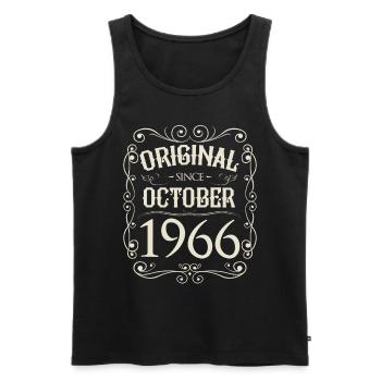 Vintage - Original since Oktober 1966 Geburtstag - Männer Premium Bio Tank Top - Schwarz - Vorne - Michal (187cm)
