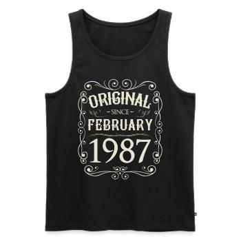 Vintage - Original since Februar 1987 Geburtstag - Männer Premium Bio Tank Top - Schwarz - Vorne - Michal (187cm)