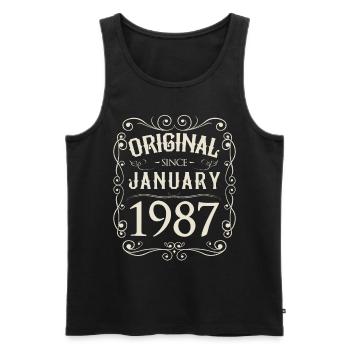 Vintage - Original since Januar 1987 Geburtstag - Männer Premium Bio Tank Top - Schwarz - Vorne - Michal (187cm)