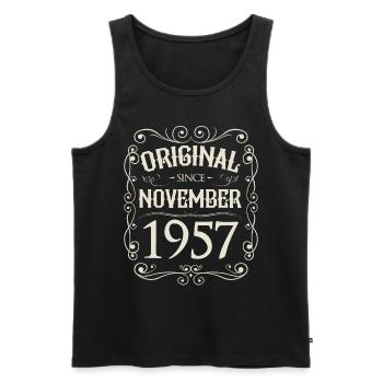 Vintage - Original depuis l'anniversaire de novembre 1957 - Débardeur bio Premium Homme - noir - Devant - Michal (187cm)