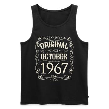 Vintage - Original since Oktober 1967 Geburtstag - Männer Premium Bio Tank Top - Schwarz - Vorne - Michal (187cm)
