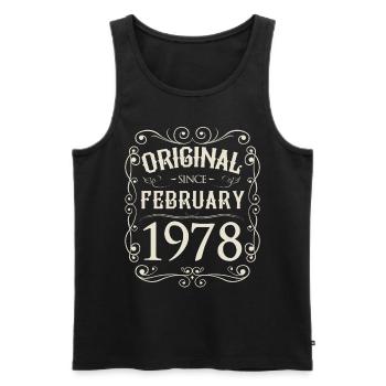 Vintage - Original depuis l'anniversaire de février 1978 - Débardeur bio Premium Homme - noir - Devant - Michal (187cm)