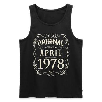 Vintage - Original depuis l'anniversaire d'avril 1978 - Débardeur bio Premium Homme - noir - Devant - Michal (187cm)