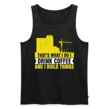 Grue d’ouvrier de la construction - Débardeur bio Premium Homme - noir - Devant - Michal (187cm)