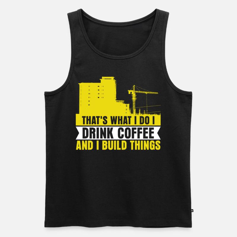 Construction Worker Crane - Männer Premium Bio Tank Top - Schwarz