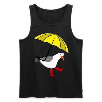 Seagull yellow Umbrella red Rain boots - Männer Premium Bio Tank Top - Schwarz - Vorne - AI Model Male 178 light (178cm)