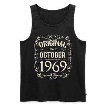 Vintage - Original since Oktober 1969 Geburtstag - Männer Premium Bio Tank Top - Schwarz - Vorne - Michal (187cm)