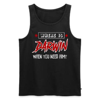 Darwin Darwinisme Misanthrope - Débardeur bio Premium Homme - noir - Devant - AI Model Male 178 light (178cm)