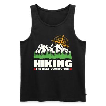 Hiking Outdoor Hiker Trekking - Men's Premium Organic Tank Top - black - Front - Michal (187cm)