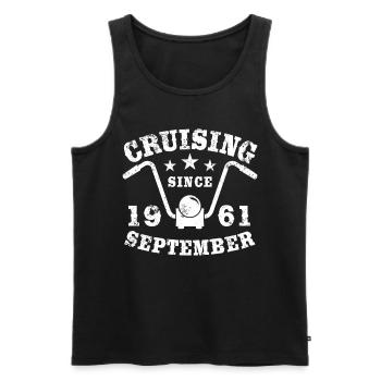 Cruising Biker Geburtstag September 1961 Motorrad - Männer Premium Bio Tank Top - Schwarz - Vorne - AI Model Male 178 light (178cm)