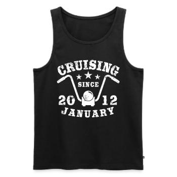 Cruising Biker Birthday January 2012 Motorcycle - Men's Premium Organic Tank Top - black - Front - AI Model Male 178 light (178cm)