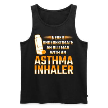 Inhalateur d’asthme Respiration sifflante asthmatique - Débardeur bio Premium Homme - noir - Devant - AI Model Male 178 light (178cm)