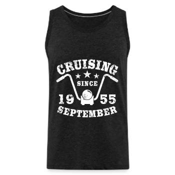 Cruising Biker Anniversaire septembre 1955 Moto - Débardeur bio Premium Homme - charbon - Devant - Alexander (188cm)
