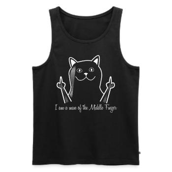 Cat Middle Finger Misanthrope - Männer Premium Bio Tank Top - Schwarz - Vorne - AI Model Male 178 light (178cm)