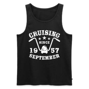 Cruising Biker Geburtstag September 1957 Motorrad - Männer Premium Bio Tank Top - Schwarz - Vorne - Michal (187cm)