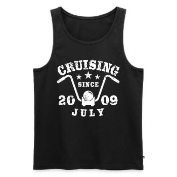 Cruising Biker Anniversaire Juillet 2009 Moto - Débardeur bio Premium Homme - noir - Devant - AI Model Male 178 light (178cm)