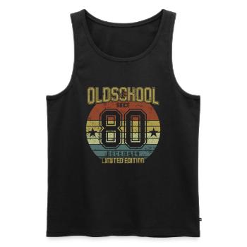 December 1980 - Geburtstag im Dezember Oldschool - Männer Premium Bio Tank Top - Schwarz - Vorne - Michal (187cm)