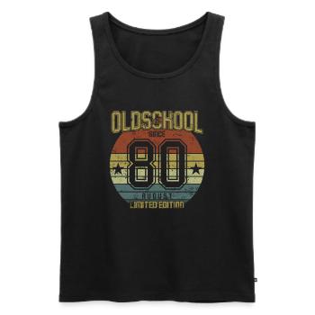 August 1980 - Geburtstag im August Oldschool - Männer Premium Bio Tank Top - Schwarz - Vorne - Michal (187cm)