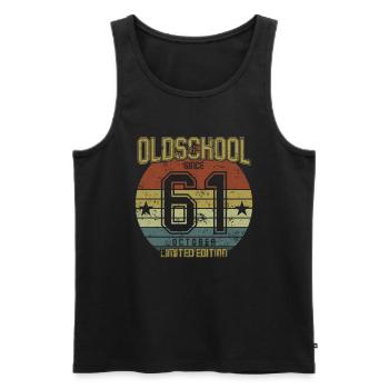 October 1961 - Geburtstag im Oktober Oldschool - Männer Premium Bio Tank Top - Schwarz - Vorne - Michal (187cm)