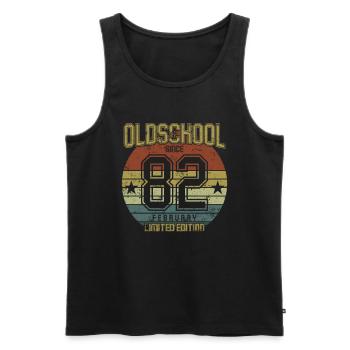 February 1982 - Geburtstag im Februar Oldschool - Männer Premium Bio Tank Top - Schwarz - Vorne - AI Model Male 178 light (178cm)